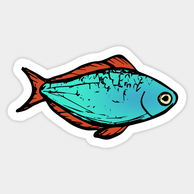 Neon rainbowfish - freshwater aquarium fish Sticker by DigitalShards